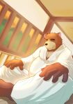  2022 afternoon anthro bear detailed_background juuichi_mikazuki keikogi lotus_pose male mammal martial_arts_uniform meditation morenatsu plant solo sportswear temple tree wo 