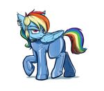  2015 collar equine eyebrow_piercing facial_piercing female feral friendship_is_magic hair krd mammal multicolored_hair my_little_pony pegasus piercing purple_eyes rainbow_dash_(mlp) rainbow_hair rubber simple_background skinsuit tongue tongue_out tongue_piercing white_background wings 