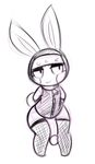  aintsmart animal_humanoid blush clothing fishnet fishnet_legwear humanoid humanoid_penis lagomorph legwear male mammal monochrome penis rabbit_humanoid rabbit_tail snake_(animal_crossing) solo stockings 