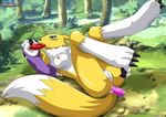  anal anal_insertion anal_penetration anthro bbmbbf blue_eyes breasts canine clothing digihentai digimon dildo elbow_gloves female fox fur gloves insertion inviting legs_up looking_at_viewer lying mammal masturbation nipples nude on_back oral palcomix penetration renamon sex_toy sucking white_fur yellow_fur 