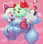  balls big_balls big_penis blue_body blush bodily_fluids boo_(mario) bow_ribbon bow_tie crossgender cuff_links erection eyes_closed fake_cat_ears fake_ears fake_rabbit_ears female foreskin ftg_crossgender fti_crossgender genital_fluids genital_raphe genitals ghost green_body group gynomorph half-closed_eyes huge_balls huge_penis hyper hyper_balls hyper_genitalia hyper_penis incest_(lore) intersex intersex/female intersex/intersex lady_bow lahla_(mario) mario_bros musk narrowed_eyes nintendo not_furry open_mouth paper_mario partially_retracted_foreskin peeka_(mario) penis precum raphe_(anatomy) sappucaio scrotal_raphe sibling_(lore) sister_(lore) sisters_(lore) smile spirit sweat sweaty_balls sweaty_genitalia trio twins_(lore) 