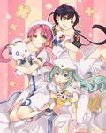  aika_granzchesta alice_carroll aria aria_pokoteng blue_eyes braid cat gloves green_eyes green_hair hair_tubes hat hime_granzchesta long_hair mizunashi_akari multiple_girls pink_hair president_maa sakino_saku smile twin_braids uniform yellow_eyes 