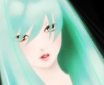  aqua_hair colored_eyelashes eden_(artist) expressionless eyes_visible_through_hair face hair_between_eyes hatsune_miku lips parted_lips pink_lips red_lips solo vocaloid 
