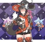  !! 4girls alternate_costume animal_ears bandages basket bat black_bra black_hair black_panties blue_hair blush boots bra breast_grab breasts bunny_ears checkered checkered_background checkered_scarf cleavage cropped_legs ears_through_headwear english fox_ears fox_tail fur_trim ganesagi grabbing grabbing_from_behind groping halloween hat heart heart-shaped_pupils large_breasts long_hair momo_(ganesagi) multiple_girls nanashi_(ganesagi) orange_scarf original panties pink_eyes pink_hair pumpkin scarf shaded_face short_shorts shorts spoken_exclamation_mark star symbol-shaped_pupils tail thigh_boots thighhighs underwear unzipping witch_hat yellow_eyes yuri 