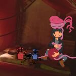 animate_inanimate anthro boots clothing crane_(artist) duo eyelashes eyes_closed facial_hair female footwear hair hand_on_butt hug hugging_another hugging_from_behind human humanoid jacket long_eyelashes long_hair male male/female mammal mob_entertainment mommy_long_legs poppy_playtime shoes stretching topwear torn_clothing wrapped_arms