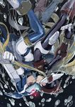  1girl android blonde_hair blue_eyes blue_hair bubble gloves helmet leviathan_(rockman) rockman rockman_zero underwater upside-down yuriyuri_(ccc) zero_(rockman) 