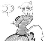  2015 anthro anthrofied cigarette clothing coco_chanel coco_pommel_(mlp) cosplay costume equine eyeshadow female friendship_is_magic greyscale horse jrvanesbroek lipstick makeup mammal monochrome my_little_pony necklace piercing pony sketch solo 