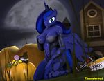  2015 3d anthro anthrofied big_breasts blue_hair breasts butt cgi clothed clothing digital_media_(artwork) equine female friendship_is_magic fur generalthunderbat hair horn horse legwear lingerie long_hair looking_at_viewer mammal my_little_pony pinup pony pose princess_luna_(mlp) smile solo source_filmmaker stockings winged_unicorn wings 