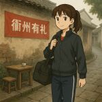  1girl ai-generated china chinese_text non-web_source original outdoors quzhou 