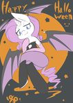  bat_pony bat_wing clothing costume cute equine feral friendship_is_magic halloween holidays horn horse jyanome legwear looking_at_viewer mammal my_little_pony pony rarity_(mlp) solo stockings text unicorn 