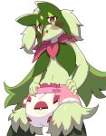 2024 ambiguous_gender anthro blush blush_lines blush_stickers cape clean_diaper clothed clothing coopitchu diaper diaper_only flower_(anatomy) flower_collar fur generation_9_pokemon green_body green_cape green_clothing green_fur green_mask hand_on_diaper hand_on_hip hi_res mask meowscarada navel nintendo pink_body pokeball_print pokemon pokemon_(species) portrait red_nose simple_background smile solo three-quarter_portrait three-quarter_view tongue tongue_out topless touching_diaper wearing_diaper wearing_mask white_background