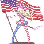  american_flag american_flag_dress american_flag_legwear blonde_hair blush clownpiece fairy_wings flag flat_color full_body hat jester_cap long_hair looking_at_viewer miata_(miata8674) open_mouth pantyhose patriotism print_legwear red_eyes short_sleeves simple_background smile solo star striped touhou white_background wings 