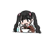  1girl animification blush_stickers bowl brown_dress chopsticks commentary_request cup dress drinking_glass eating flower food hair_flower hair_ornament hasu_no_sora_school_uniform holding holding_chopsticks holding_with_chopsticks kan_kanna link!_like!_love_live! long_hair long_sleeves love_live! neckerchief noodles open_mouth pink_flower ramen real_life red_neckerchief sailor_collar sailor_dress school_uniform shinanoya_(satanicad) solo twintails voice_actor white_sailor_collar winter_uniform 