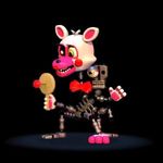  2015 animated animatronic black_background black_sclera bow_tie canine cute five_nights_at_freddy&#039;s five_nights_at_freddy&#039;s_2 five_nights_at_freddy&#039;s_world fox half-closed_eyes heterochromia low_res machine mammal mangle_(fnaf) official_art paddle_ball pink_skin red_skin robot simple_background solo video_games white_eyes white_skin yellow_eyes 