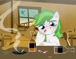  alcohol beverage black_eye blood broken_window cigarette cowboy_hat cut earth_pony equine fallout_equestria food friendship_is_magic guitar hair hat horse intoxicated male mammal multicolored_hair musical_instrument my_little_pony pony spoonzebra two_tone_hair wounded 