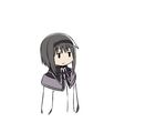  akemi_homura alternate_hair_length alternate_hairstyle black_hair black_hairband blank_stare expressionless hairband jitome magical_girl mahou_shoujo_madoka_magica oda_takayuki short_hair simple_background solo 