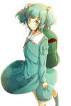  backpack bag blue_hair blush boots hair_bobbles hair_ornament hat hat_removed headgear_removed headwear_removed kawashiro_nitori key looking_at_viewer pocket reizoooko rubber_boots short_hair simple_background skirt skirt_set solo touhou twintails two_side_up white_background 