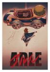  1boy 1girl 1other akira_(manga) akira_movie_poster arle_nadja blue_cape blue_skirt border brown_hair bus cape car commentary_request copyright_name crack cracked_floor from_above from_behind highres lig00 long_sleeves motor_vehicle movie_poster_(medium) parody ponytail puyopuyo retro_artstyle scene_reference short_hair short_ponytail skirt solo sonic_(series) sonic_racing:_crossworlds title_parody vehicle_focus walking white_border wide_shot 