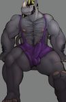  anthro erection erection_under_clothes k0suna male mammal maurice_(character) muscular penis_outline rhinoceros solo wrestling_singlet 