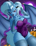  2015 absurd_res anthro anthrofied bat_wings clevage clothed clothing cutie_mark equine female friendship_is_magic full_moon group hair halloween hi_res holidays horn mammal moon my_little_pony papyrus_(undertale) pumpkin sans_(undertale) trixie_(mlp) undertale unicorn video_games wings ziemniax 