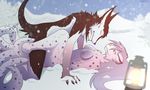  2015 anthro breasts butt female fluffy fur hair kanevex lying male male/female missionary_position nipples nude on_back outside sex simple_background smile snow spread_legs spreading tree vaginal 