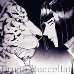  bob_cut bruno_buccellati character_name greyscale jojo_no_kimyou_na_bouken leopard lowres monochrome profile rena_(renasight) 