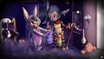  alvaro anthro big_ears buckteeth bunny_costume candy digital_media_(artwork) disguise duo_focus food furfit group halloween holidays league_of_legends male mammal midriff milo_(furfit) pumpkin signature staff standing teeth trick_or_treat video_games walking yordle 