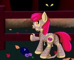  2015 apple_bloom_(mlp) costume cub cutie_mark earth_pony equine female feral floret friendship_is_magic hair halloween holidays horse leaves mammal mummy my_little_pony open_mouth outside pony red_hair solo undead young 