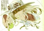  cowboy_hat goggles goggles_on_headwear gold_teeth green_lips gyro_zeppeli hat heart_ornament highres horse_print horseshoe horseshoe_hat_ornament horseshoe_ornament johnny_joestar jojo_no_kimyou_na_bouken kiminomonoka slow_dancer_(jojo) steel_ball_(jojo) steel_ball_run 