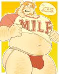 2026 2_horns 5_fingers anthro arm_hair asgore_dreemurr beard belly_hair big_muscles big_pecs blonde_beard blonde_eyebrows blonde_facial_hair blonde_hair body_hair bovid bulge caprine clothing dialogue digital_drawing_(artwork) digital_media_(artwork) digitigrade english_description english_text eyebrows facial_hair fingers fur goat hair hi_res horn jockstrap leg_hair male mammal mature_anthro mature_male musclegut muscular navel nipple_outline pecs red_clothing red_jockstrap red_underwear roroba83 shirt slightly_chubby slightly_chubby_anthro slightly_chubby_male solo speech_bubble text text_on_clothing text_on_shirt text_on_topwear topwear undertale_(series) underwear white_body white_fur