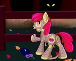  2015 anus apple_bloom_(mlp) costume cub cutie_mark earth_pony equine female feral floret friendship_is_magic hair halloween holidays horse leaves mammal mummy my_little_pony open_mouth outside pony pussy red_hair solo undead young 