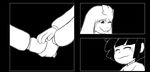  ambiguous_gender asriel_dreemurr black_and_white caprine clothing crying eyes_closed fatz_geronimo_(artist) goat human long_ears male mammal monochrome protagonist_(undertale) tears undertale video_games 