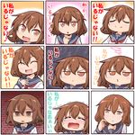  catchphrase chart closed_eyes commentary crying empty_eyes expression_chart frown hand_on_own_chest highres ikazuchi_(kantai_collection) kantai_collection masaki_itsuki translated yandere 