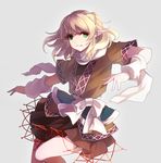  arm_warmers awa_toka bad_id bad_pixiv_id blonde_hair green_eyes looking_at_viewer mizuhashi_parsee pointy_ears sash scarf shirt short_sleeves skirt solo touhou 