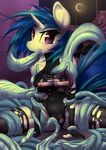  2015 anthro anthrofied areola blue_hair breasts camel_toe clothing cum cum_in_mouth cum_inside equine female friendship_is_magic hair horn looking_at_viewer mammal mirapony my_little_pony nipples oral outside penis_tentacles solo spread_legs spreading sweat tentacles torn_clothing unicorn vinyl_scratch_(mlp) 