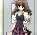  alternate_hairstyle blue_eyes brown_hair hair_down long_hair school_uniform screencap seitokai_no_ichizon shiina_minatsu solo stitched third-party_edit 