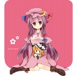  bad_id bad_pixiv_id boots bow character_doll doll hair_bow hat ika kirisame_marisa long_hair patchouli_knowledge purple_eyes purple_hair solo touhou witch_hat 