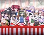  :t alice_margatroid animal_ears bad_id bad_pixiv_id blonde_hair bunny_ears everyone fine_art_parody food hakurei_reimu hat hitodama houraisan_kaguya kirisame_marisa konpaku_youmu konpaku_youmu_(ghost) multiple_girls onozuka_komachi parody patchouli_knowledge reisen_udongein_inaba ribbon rod_of_remorse saigyouji_yuyuko shiki_eiki short_hair the_last_supper touhou yagokoro_eirin zakone 