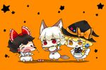  animal_ears bad_id bad_pixiv_id blonde_hair chibi dog_ears dog_tail hakurei_reimu halloween hat izayoi_sakuya kemonomimi_mode kirisame_marisa multiple_girls nuime ribbon tail tears touhou younger 