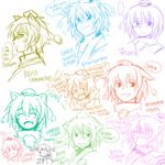  :&lt; angry animal_ears blush chibi closed_eyes expressions face fang happy hat inubashiri_momiji korean no_nose open_mouth profile rex_k short_hair sketch surprised sweatdrop sword tokin_hat touhou translated weapon wolf_ears 