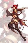  bad_deviantart_id bad_id blindfold boots breasts cleavage elf fishnets hat highres knife large_breasts mini_hat mini_top_hat noa_ikeda original pointy_ears red_hair reverse_grip short_hair solo top_hat weapon zoom_layer 
