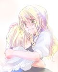  alice_margatroid back blonde_hair comforting crying crying_with_eyes_open hand_on_head hug kirisame_marisa komota multiple_girls sad tears touhou 