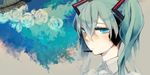  aqua_eyes aqua_hair bad_id bad_pixiv_id face flower gou_(tomero) hatsune_miku headphones headset portrait rose solo twintails vocaloid 