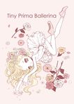  ballerina ballet ballet_slippers blonde_hair copyright_request flower hair_flower hair_ornament highres lying panda_lanlan pantyhose rose shoe_ribbon solo tutu white_legwear 