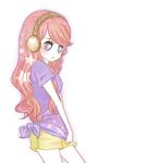  bad_id bad_pixiv_id blue_eyes blush casual headphones headset long_hair megurine_luka pink_hair poco24 shorts solo vocaloid 