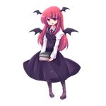  boots full_body head_wings highres koakuma kurosu_rino long_hair red_eyes red_hair solo touhou transparent_background wings 