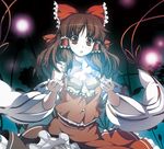  album_cover bad_id bad_pixiv_id bow brown_eyes brown_hair bug butterfly cover detached_sleeves frills gathers hakurei_reimu insect kabayaki_unagi light_particles long_hair panties ribbon solo touhou underwear 