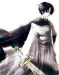  black_hair cape cross dolcexxx lute_(violinist_of_hameln) male_focus solo sword violinist_of_hameln weapon 