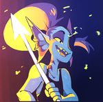  blush eye_patch eyewear female jeneco open_mouth ponytail solo undertale undyne video_games 