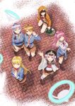  1other 6+girls absurdres aikawa_megumi asakura_karen_(heaven_burns_red) atrans_ko black_hair blonde_hair brown_hair clothes_around_waist commentary_request dual_wielding from_above grey_hair hair_ornament hairpin hat heaven_burns_red highres holding izumi_yuki kayamori_ruka kunimi_tama long_hair multiple_girls narby_(heaven_burns_red) necktie pink_hair red_necktie sailor_hat school_uniform short_hair slime_(creature) team_31a_(heaven_burns_red) toujou_tsukasa 